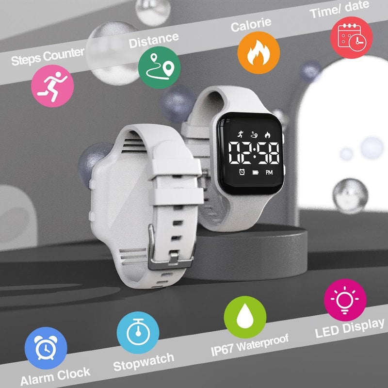 synwoo Kids LED Digital Watch, with Pedometer Step Counter, Waterproof, Sport Wristwatch, Calendar, Alarm Clock for Children Boys Girls Teens - Image 3